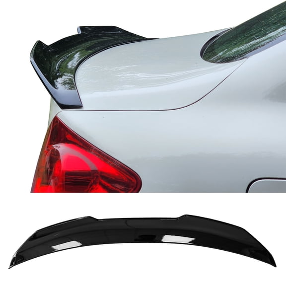 Ikon MotorsportsTrunk Spoiler Fits2009-2015 Infiniti G37 G25 Q40 Sedan,PSM Style Gloss Black ABS Plastic Add-on Rear Trunk Lid Spoiler Wing
