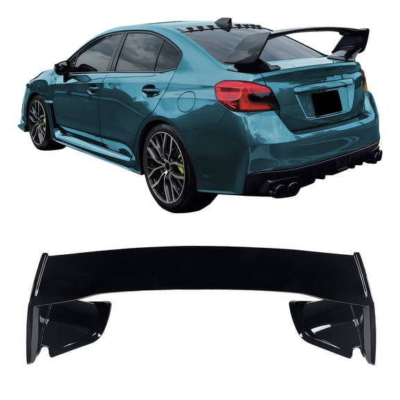 Ikon Motorsports Trunk Spoiler Fits 2012-2016 Subaru Impreza Sedan 2015-2021 WRX STI,STI Style Gloss Black ABS PlasticRear Trunk Lid Spoiler Wing