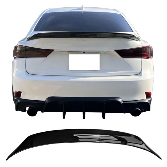 Ikon MotorsportsTrunk Spoiler Fits2014-2020 Lexus IS200t IS250 IS300 IS350 Sedan,AR Style Gloss Black ABS Add-on Rear Trunk Lid Spoiler Wing