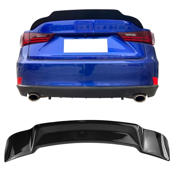Ikon MotorsportsTrunk Spoiler Fits2014-2020 Lexus IS200t IS250 IS300 IS350 Sedan,R Style Gloss Black ABS Plastic Add-on Rear Trunk Lid Spoiler Wing
