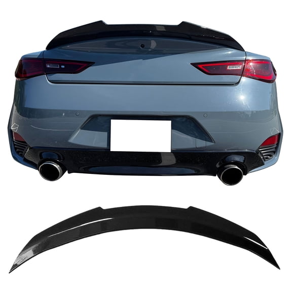 Ikon MotorsportsTrunk Spoiler Fits2017-2022 INFINITI Q60 All Models,PSM Style Carbon Fiber Print ABS Plastic Add-on Rear Trunk Lid Spoiler Wing Lip