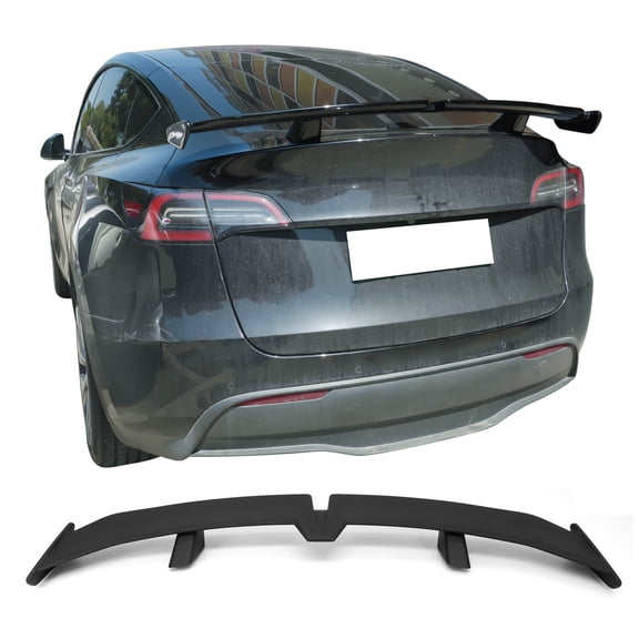 Ikon Motorsports Trunk Spoiler Fits 2020-2026 Tesla Model Y, 54'' PRO Style ABS Plastic Matte BlackRear Trunk Spoiler Wing Lip