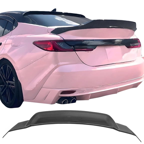 Ikon Motorsports Trunk Spoiler Fits2025-2026 Toyota Camry XV80 9th Gen,R Style Carbon Fiber PrintABS Plastic Rear Trunk Lid Spoiler Wing Lip