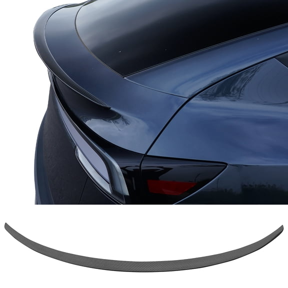 Ikon Motorsports Trunk Spoiler Fits 2026 Tesla Model Y Juniper, OE Style Carbon Fiber Print ABS Plastic Add-on Rear Trunk Lid Spoiler Wing Lip