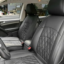 Ikon Motorsports Universal Car Seat Covers 04 Style Black PU Leather Front Second Row Auto Seat Cover Cushion Protectors 5-Seat Full Set