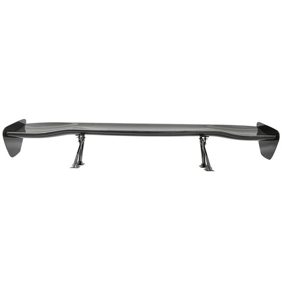 Ikon Motorsports Universal Fit 56'' Inch Trunk Spoiler, GT Style Unpainted Black Carbon Fiber Rear Trunk Lid Spoiler Wing Lip + V3 Side Plates + V1 Aluminum Alloy Spoiler Legs