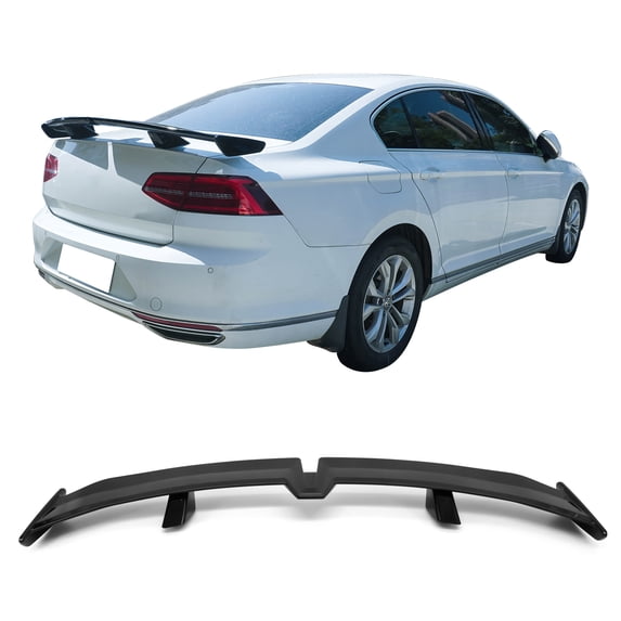 Ikon Motorsports Universal Fit Trunk Spoiler, 54'' PRO Style ABS Plastic Gloss Black Rear Trunk Spoiler Wing Lip, for Most Sedan Models