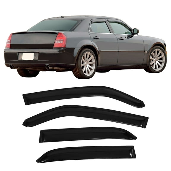 Ikon Motorsports Window Visor Fit 05-08 Dodge Magnum 05-10 Chrysler 300 Vent Rain Guard Sun Shade 4PCS