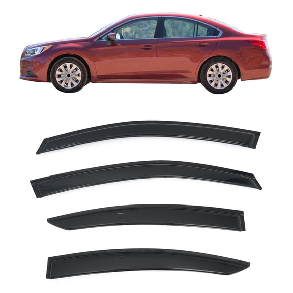 Ikon Motorsports Window Visors Compatible With 2015-2019 Subaru Legacy Sedan, Somke Acrylic Sun Rain Deflector 4PCS