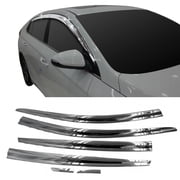 Ikon Motorsports Window Visors Compatible With 2017-2022 Hyundai Ioniq, Tape-On ABS Chrome Rain Guards Side Window Wind Deflectors 6PCS
