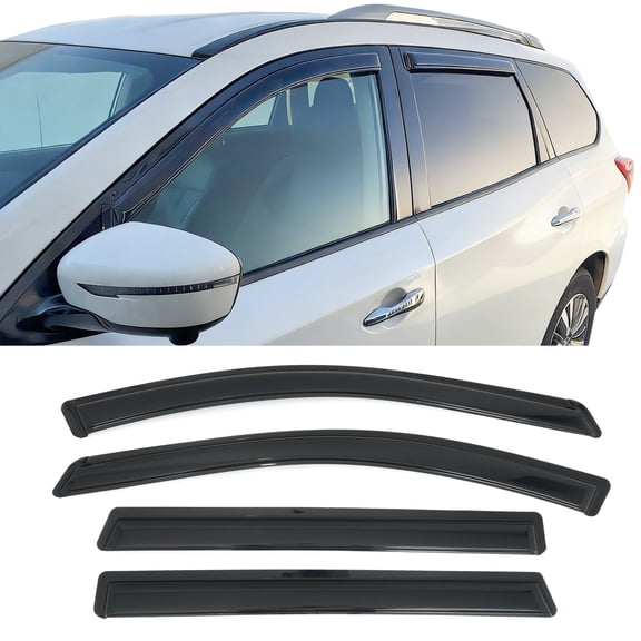 Ikon Motorsports Window Visors Fits 2013-2020 Nissan Pathfinder, Somke Acrylic Sun Rain Deflector 4PCS