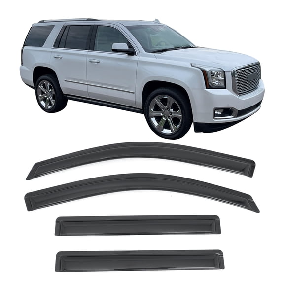 Ikon Motorsports Window Visors Fits 2015-2020 Chevy Tahoe & GMC Yukon & Cadillac Escalade, Somke Acrylic Sun Rain Guard Deflector 4PCS
