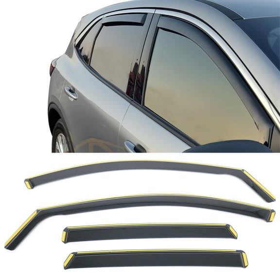 Ikon Motorsports Window Visors Fits 2020-2026 Ford Escape, In Channel Style Injection PC Black Rain Guards, Side Window Wind Deflectors 4PC