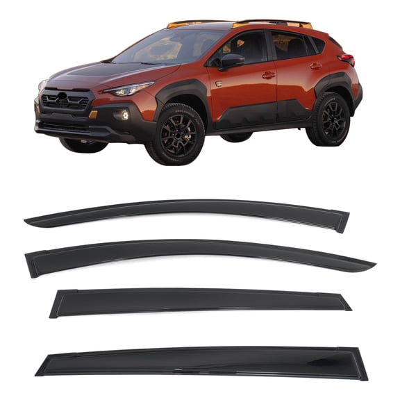 Ikon Motorsports Window Visors Fits 2024-2026 Subaru Crosstrek & Impreza Hatchback, Somke Acrylic Sun Rain Deflector 4PCS