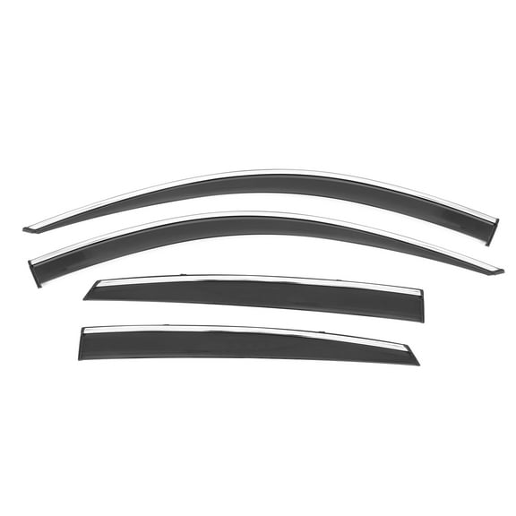 Ikon Motorsports Window Visors W/Chrome Trim Compatible With 2018-2025 Honda Accord, Tape-On Sun Rain Guard Vent Shade Deflector PMMA Polymethyl Methacrylate Smoke/Tinted 4PCS