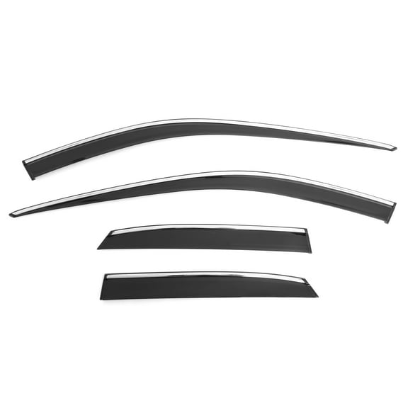 Ikon Motorsports Window Visors W/Chrome Trim Compatible With 2023-2025 Lexus RX350/RX350h/RX450h+/RX500h, Tape-On Sun Rain Guard Vent Shade Deflector PC Polycarbonate Smoke/Tinted 4PCS