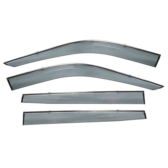 Ikon Motorsports Window Visors w/ Chrome Trims Fits 2020-2025 Toyota Highlander, Tape On Slim Style PP Injection Rain Sun Guards Wind Vent Deflector