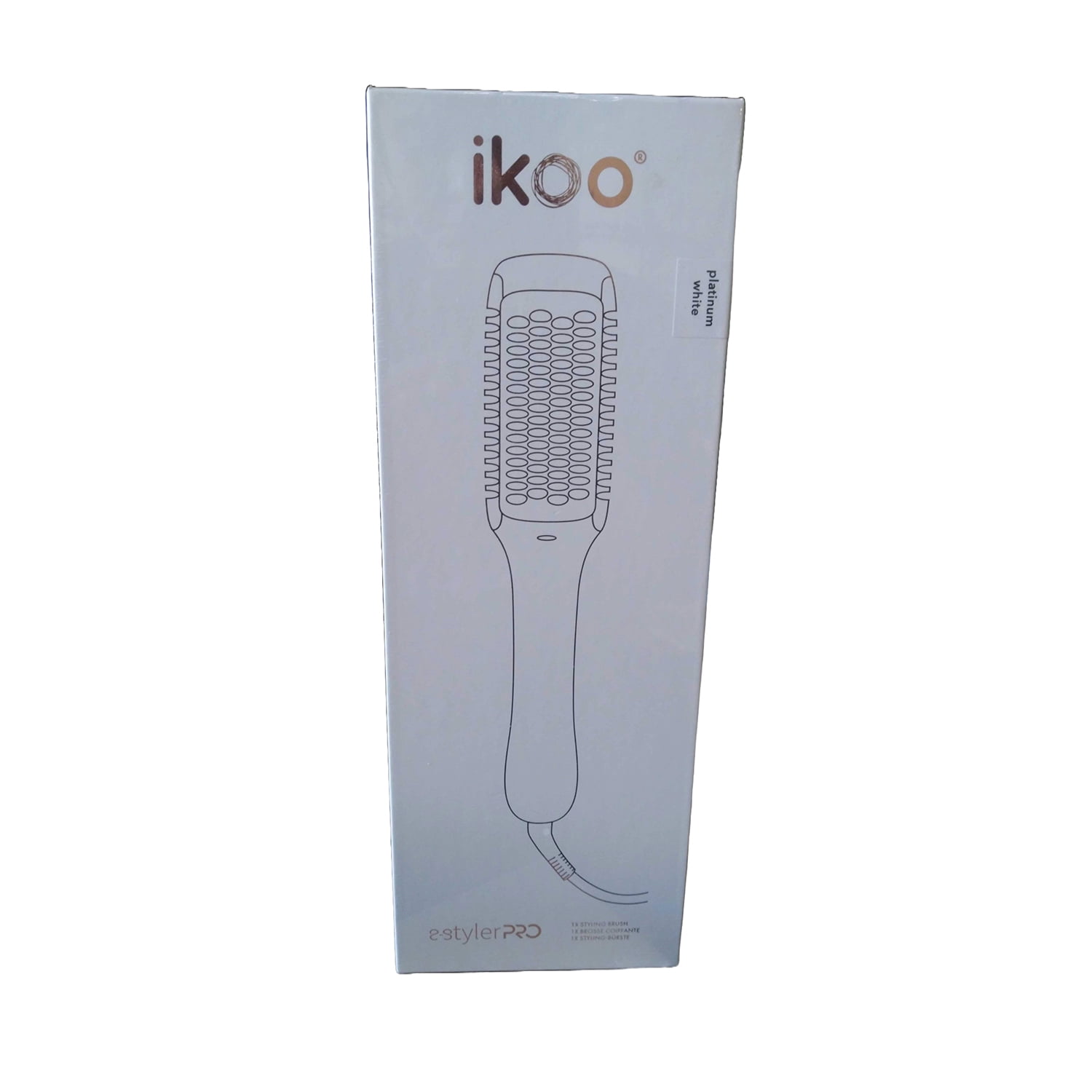 Ikoo E-styler Pro Platinum White 1 x Styling Brush & Straightener w/ Ceramic Heated Bristles