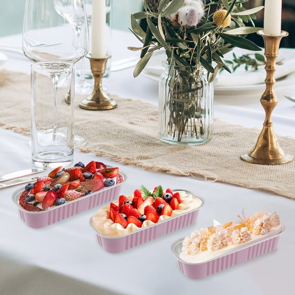 Ikoopy 100 Pcs Aluminum Foil Mini Loaf Pan Mini Cake Pan with Lid and Spoon Heat Resistant Rectangle Baking Cup for Dessert