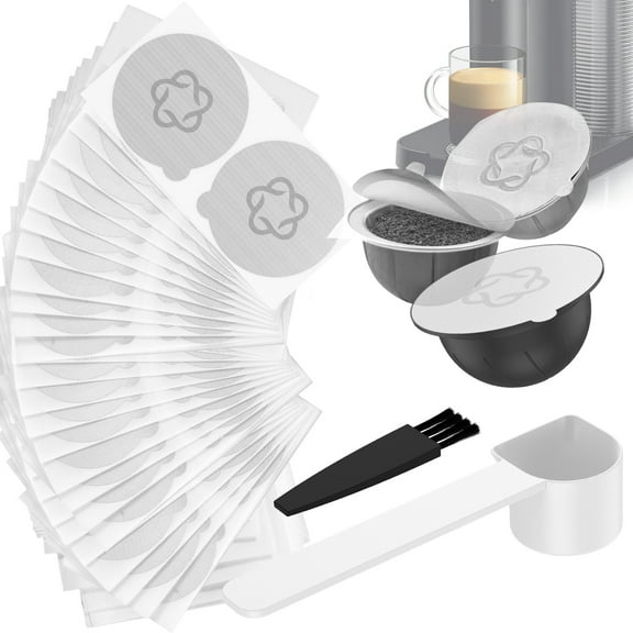 Ikoopy 100Pcs Coffee Pod Seal Lids Aluminum Foil Coffee Capsule Lids with Spoon and Brush 58mm/62mm Portable Foil Coffee Pods Cover Leak-Proof Coffee Pod Seal Lids for Reusable Coffee Pods