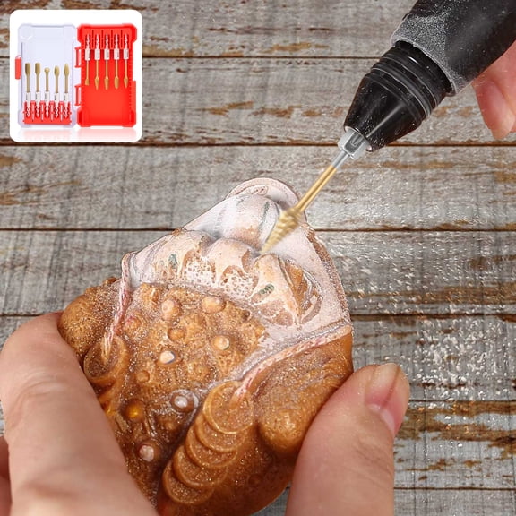 Ikoopy 10Pcs 1/4 inch Carbide Burr Set Fine Grinding Die Grinder Bit Efficient Cutting Engraving Grinding Bit with Storage Box for Carving