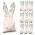 thumbnail image 1 of Ikoopy 10Pcs Easter Fabric Drawstring Bag Reusable Bunny Style Linen Goodie Bag Cute Rabbit Candy Pouch for Snack Candy Party Favor (Green), 1 of 10