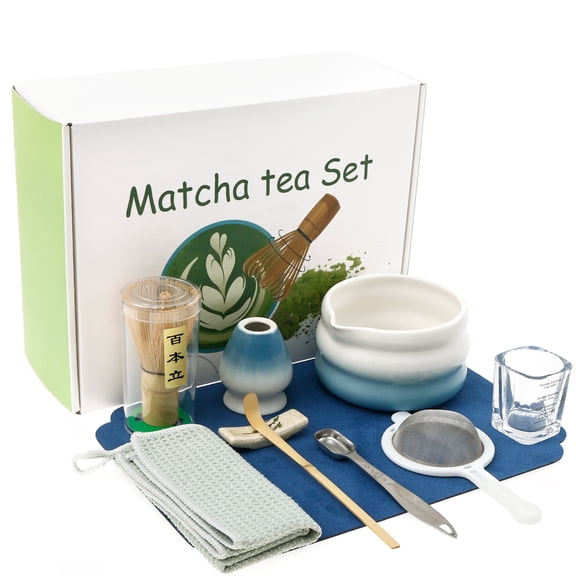 Ikoopy 10Pcs Matcha Making Kit for Beginners Bamboo Wood Japanese Matcha Tea Starter Set with Whisk Bowl Holder Scoop Sifter for Tea Lovers