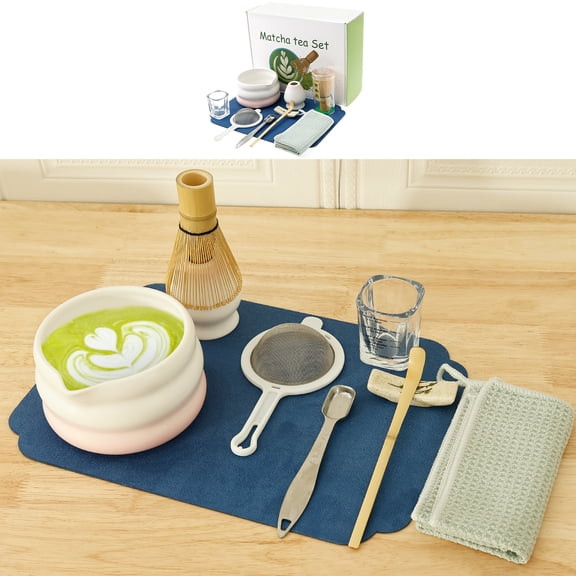 Ikoopy 10Pcs Matcha Making Kit for Beginners Bamboo Wood Japanese Matcha Tea Starter Set with Whisk Bowl Holder Scoop Sifter for Tea Lovers