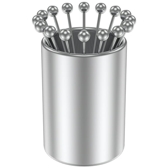 Ikoopy 12/16Pcs Cocktail Picks Set with Holder 4.13 inch Stainless Steel Cocktail Toothpicks Reusable Cocktail Sticks Multipurpose Cocktail Appetizer Skewers for Sandwiches BBQ Snacks Cocktails