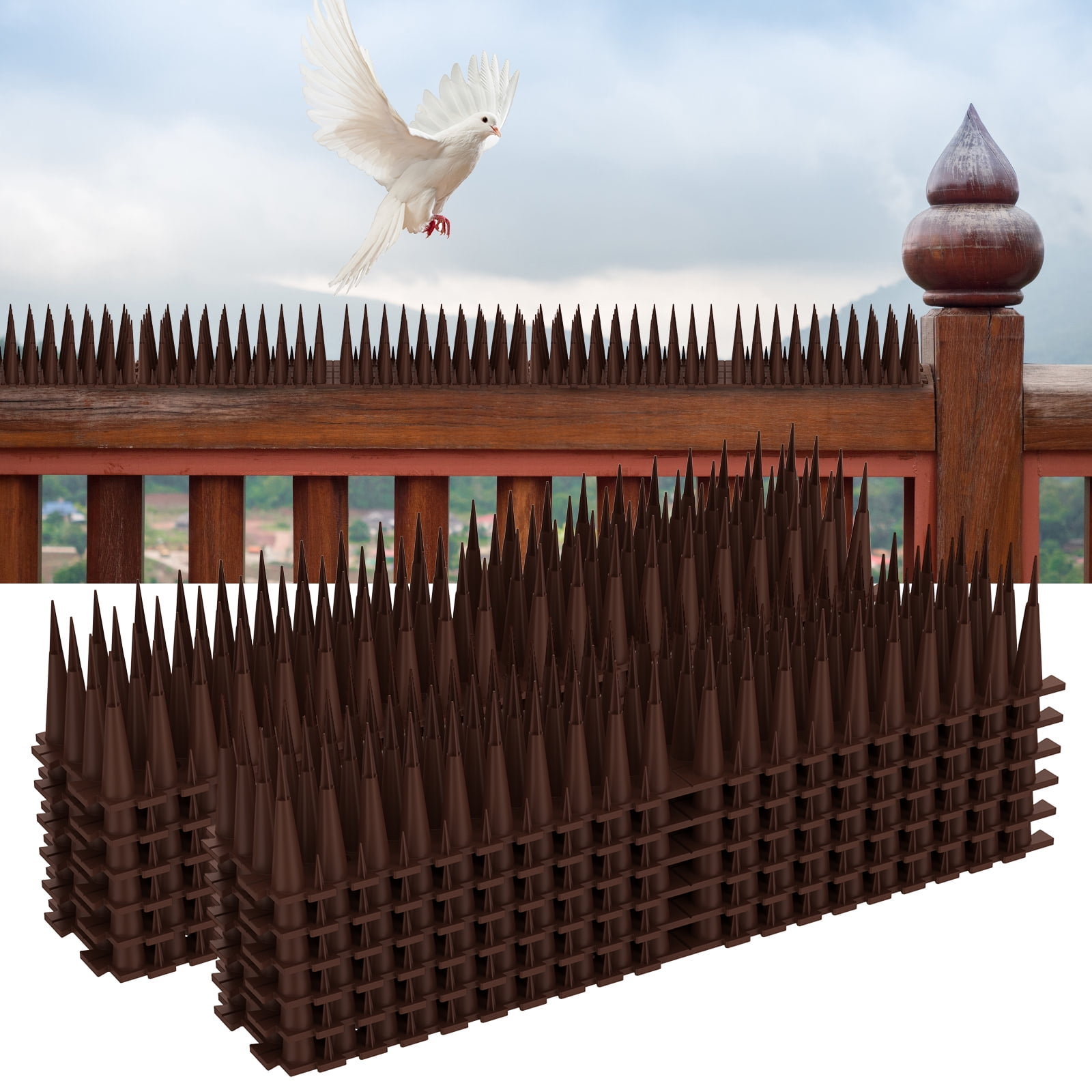 Ikoopy 12 Pack Bird Pigeon Spikes Tool Kit Flexible Versatile Fence Spikes of Birds Set Sturdy Animals Away Fence Kit for Outside Use 11.81*0.79*0.79in Brown