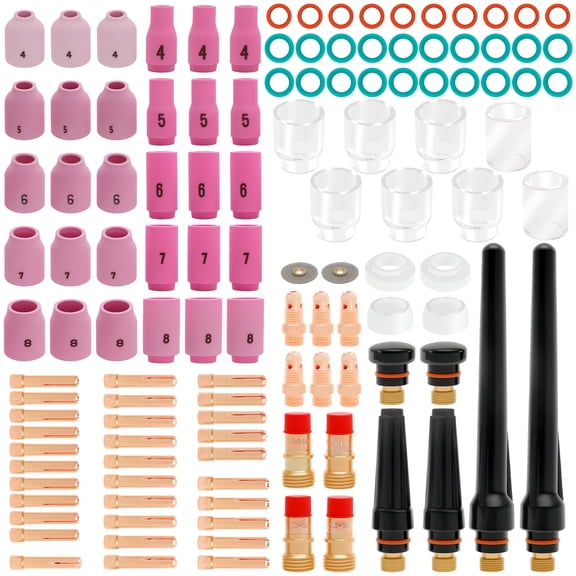Ikoopy 120Pcs TIG Welding Torch Accessories Kit for WP-17/18/26 TIG Welding Torch Consumables Set Enduring for Carbon Steel