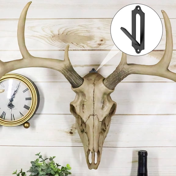 Ikoopy 12pcs Deer Skull Wall Hook Easy Install Carbon Steel Skull Mount Hanger with Screw Wall Mounted Deer Head Bracket Hanger for Bear Wild Boar Antelope