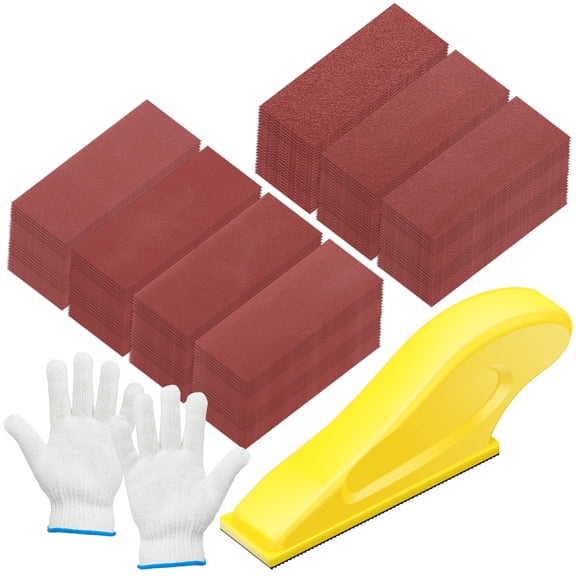 Ikoopy 141 Pcs Micro Detail Sander Paper Kit 140 Pcs Grit 80-600 Wet Dry Sandpaper with Hand Sanding Block for Craft Wood and Small Space Sanding Works
