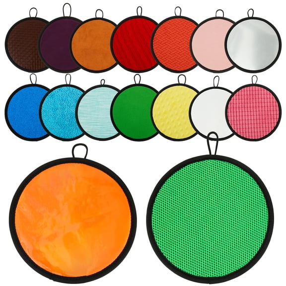 Ikoopy 16Pcs Circular Style Felt Textured Sensory Mat Wear Resistant Sensory Stimulation Mat With Anti Slip Backing for Special Need Kid