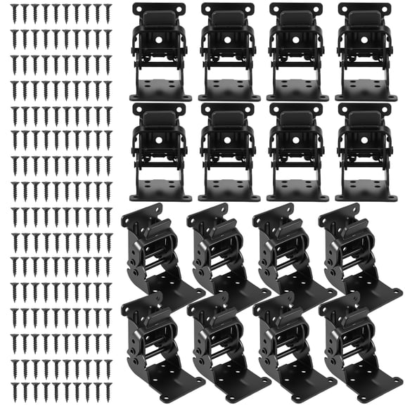 Ikoopy 16Pcs Self Locking Hinge Easy Installation Folding Bracket Foldable Extension Support Bracket with Screws for Furniture Leg Workbench Warehouse