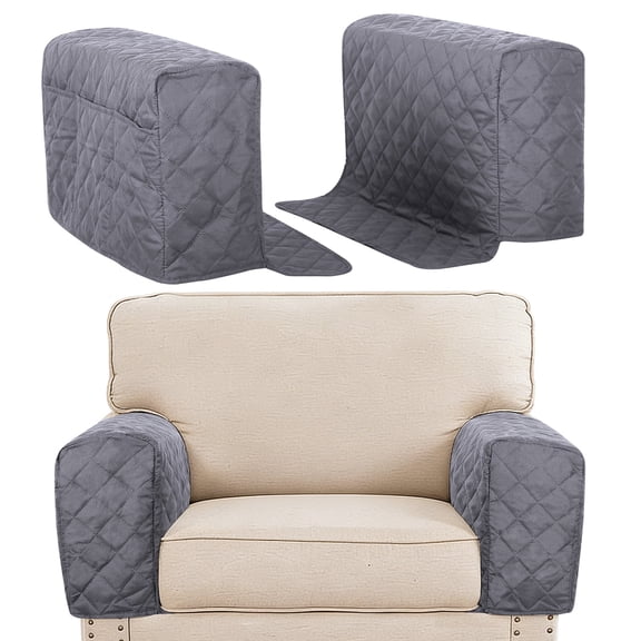 Ikoopy 2 Pack Water Resistant Armrest Cover for Chair and Sofa Couch Arm Cover with 3 Pocket for Phone Sofa Arm Protector for Pet Cat