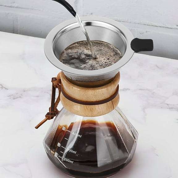 Ikoopy 2 Pcs Coffee Filter Stainless Steel Fine Mesh Double Layer Cone Coffee Strainer for Home and Office