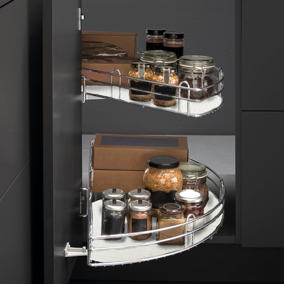 Ikoopy 2 Pcs Shelf Liners for Cabinets 26 Inches Circle Kitchen Shelf Liner Non Adhesive Kitchen Cabinet Liners Non Slip Corner Shelf Liner for Kitchen Cupboards Drawers