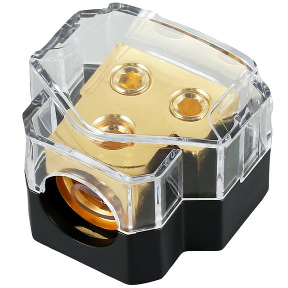Ikoopy 2 Way Power Distribution Block Copper Car Audio Power Wire Splitter 0/2/4 Gauge in 4/6/8 Gauge Out Amplifier Power Distribution Ground Distributor Connecting Block for Car