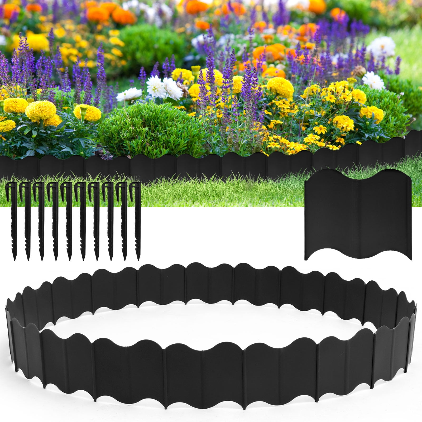 Qenwkxz 20PCS Bricks for Landscaping  Lawn Gardens Fence Edgings Kit Easy to Install Versatile Edging Border No Dig Landscape Sturdy Gardens Landscape Edging Borders Stable Interlocking Landscaping E