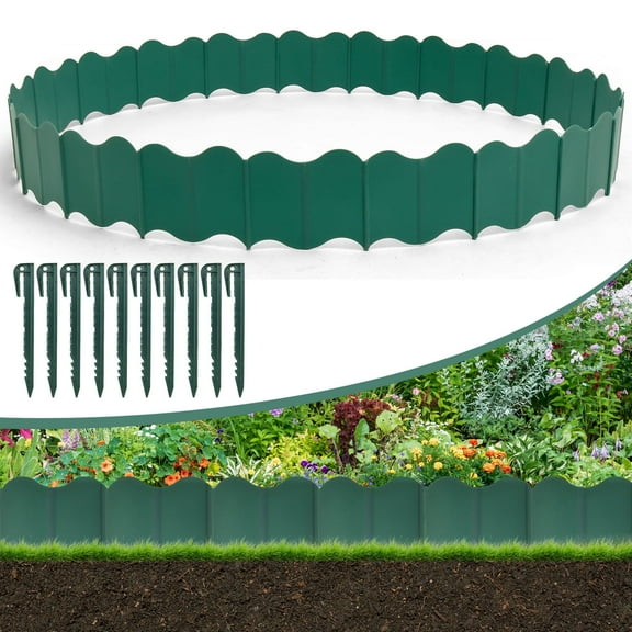 Ikoopy 20PCS Lawn Gardens Fence Edgings Kit Easy to Install Versatile Edging Border No Dig Landscape Sturdy Gardens Landscape Edging Borders Stable Interlocking Landscaping Edging for Outdoor