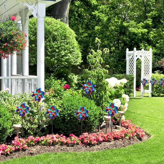 Ikoopy 20Pcs Reflective Pinwheels for Outside Waterproof Bird Repellent Pinwheel Decorative Scare Birds Wind Spinner for Garden Lawn Yard Farm