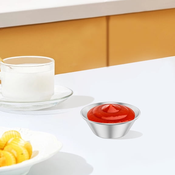 Ikoopy 20pcs Stainless Steel Condiment Small Sauce Cups, 1.5oz Stainless Steel Condiment Cups, Individual Portion Dipping Sauce Cups, Small Metal Ramekins for Ketchup, Marinara, BBQ Sauce