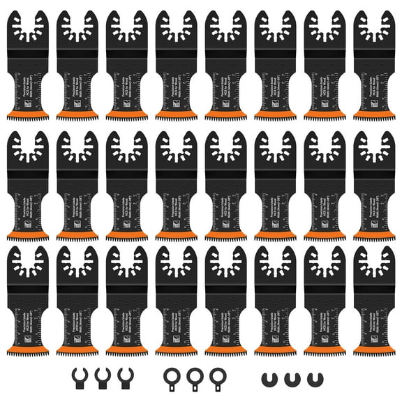 Ikoopy 24Pcs Japanese Tooth Oscillating Saw Blades Efficient Oscillating Multitool Blade Triple Japanese Teeth Arc Edge Cutting Blades for Wood Plastic