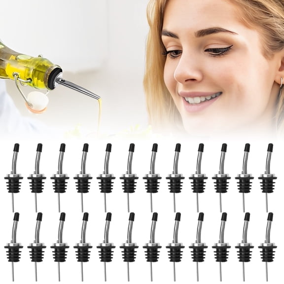 Ikoopy 24Pcs Liquor Bottle Pourer Stainless Steel Wine Bottle Pourer with Dust Cover Wine Dispenser Precise Flow Control Wine Pouring Device Spill Proof Wine Pouring Device for Bars