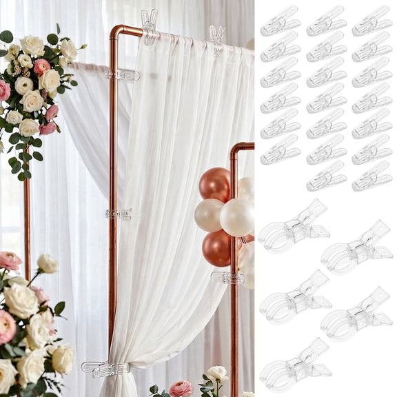 Balloon Arch Clips, 25Pcs Clear Plastic Spring Clamps, 3.5" & 2.4" for Garland and Backdrops