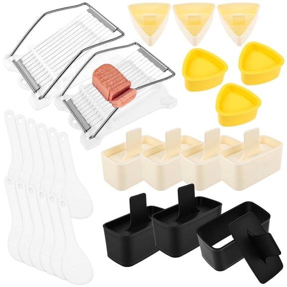 Ikoopy 27 Pcs Complete Musubi Press Mold Kit Includes Musubi Makers Triangle Rice Ball Mold Rice Paddles Ham Slicer for Kids Lunch Family DIY