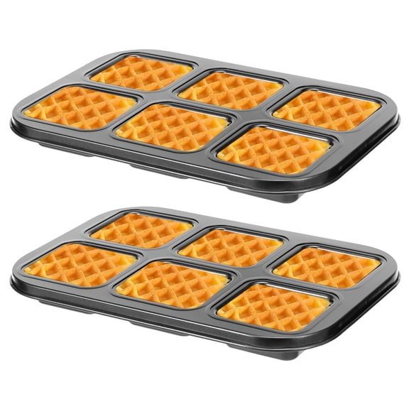 Ikoopy 2PCS Muffin Baking Pan Non Stick Carbon Steel Cupcake Pan 6 Cavity Square Cupcake Brownies Plates for Baking Kitchen