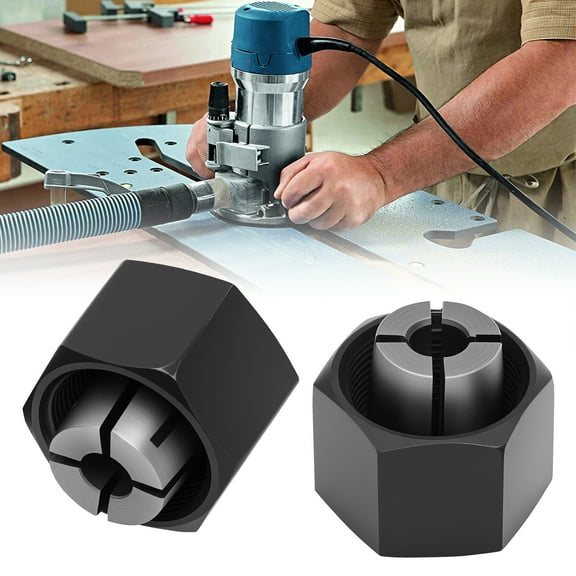 Ikoopy 2Pcs 1/4 Inch Router Collet for DW621 DW616 DW616M/D/PK DW616P/S/SK Metal Collet Chuck Part Replacement for Router Black