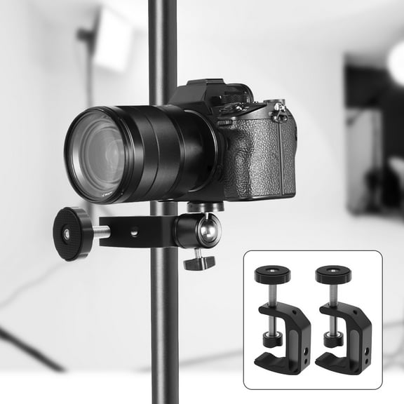 Ikoopy 2Pcs ABS Universal C Shape Clamp Multi Angle Installation Support C Shape Clamp Secure Clamping Desk Fence Cabinet Clip for Table